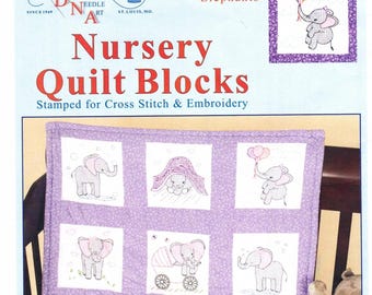 Elephants *Pre-Printed Cross Stitch & Embroidery Blocks* By: Jack Dempsey Needle Art 300-924