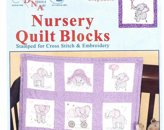 Elephants *Pre-Printed Cross Stitch & Embroidery Blocks* By: Jack Dempsey Needle Art 300-924