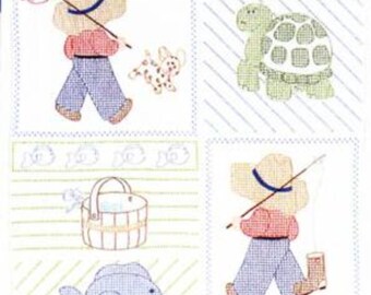 Little Boys *Pre-Printed Cross Stitch & Embroidery Crib Quilt Top* By: Jack Dempsey Needle Art 4060-16
