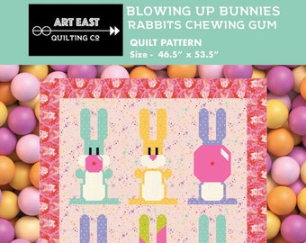 Blowing Up Bunnies Rabbits Chewing Gum *Traditional Piecing Baby Quilt Pattern*   By: Colette Belt