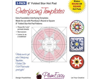 Hot Pad Interfacing Templates 3-Pack *Use with 8in Folded Star* From: PlumEasy Patterns  PEP-201