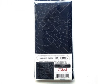 TWO CRANES - A Sashiko Cloth Panel (SC0019-14)