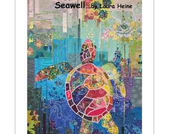 Seawell the Sea Turtle *Collage Pattern*  By- Laura Heine - Fiberworks