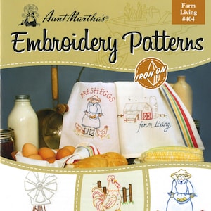 Aunt Martha&#39;s Farm Living *Iron-On Embroidery Patterns  From Colonial Patterns B404