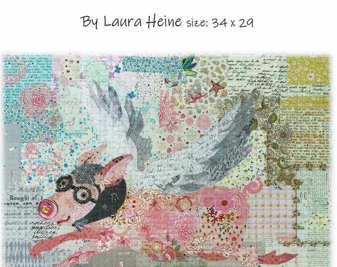 Aviatrix... *Flying Pig Collage Pattern* By: Laura Heine - Fiberworks