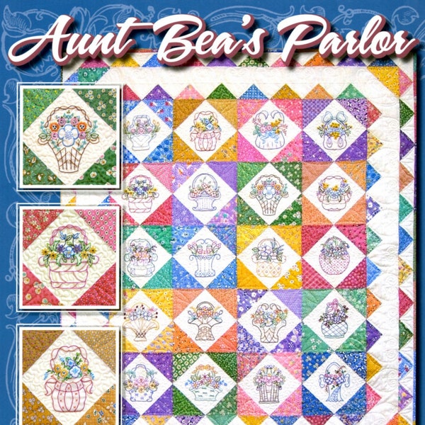 AUNT BEA'S PARLOR  *Hand Embroidery Quilt Pattern*  By: Black Cat Creations *bccabp