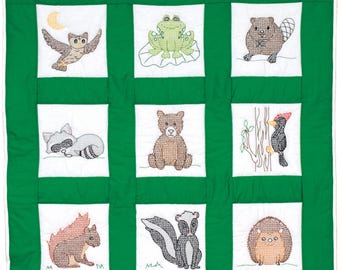 Woodland Animals *Pre-Printed Cross Stitch & Embroidery Blocks* By: Jack Dempsey Needle Art 300-744