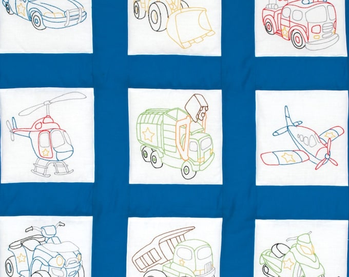 Rescue Vehicles *9" Theme Quilt Embroidery Blocks* By: Jack Dempsey Needle Art  737-745