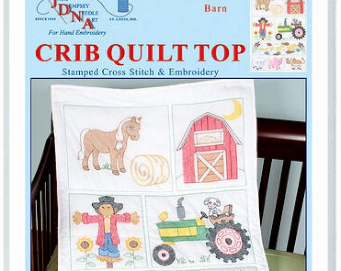 Barn Crib Quilt Top *Stamped Cross Stitch + Embroidery Design* From: Jack Dempsey Inc 4060-887