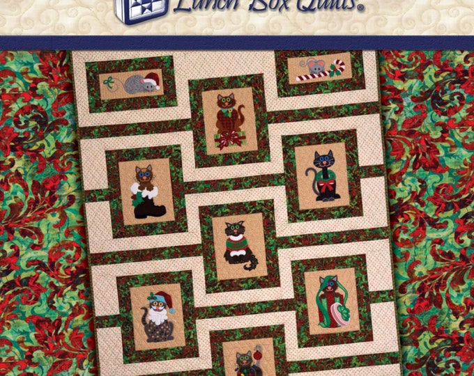 Christmas Cats *Machine Embroidery Designs & Quilt Pattern on CD* By:  Lunch Box Quilts qp-cc-dd