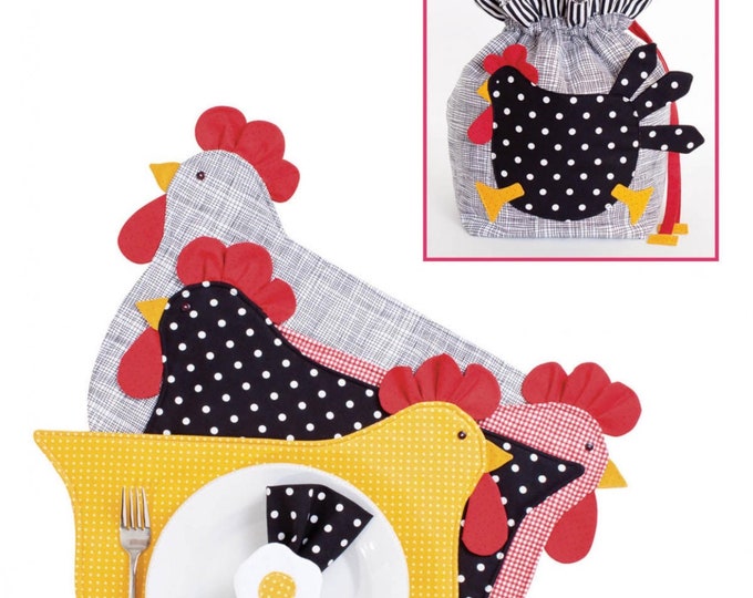 My Chicken Kitchen *Bread Bag - Placemat, Napkin Sewing Pattern* From: Cotton Ginnys CK156