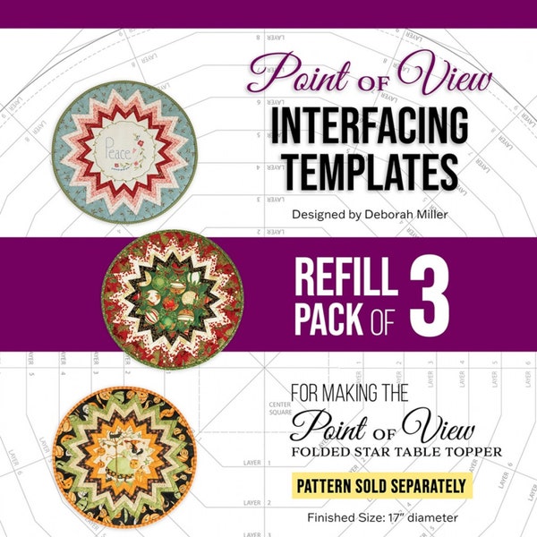 POINT of VIEW 17" Folded Star Wreath Interfacing Templates PEP-223 By: Plum Easy - Deborah Miller