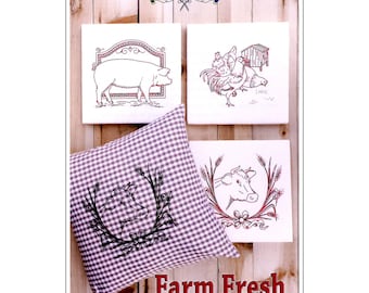 Farm Fresh *Iron-On Embroidery Transfer Designs*  By: Yesterday's Charm E65 -Set One
