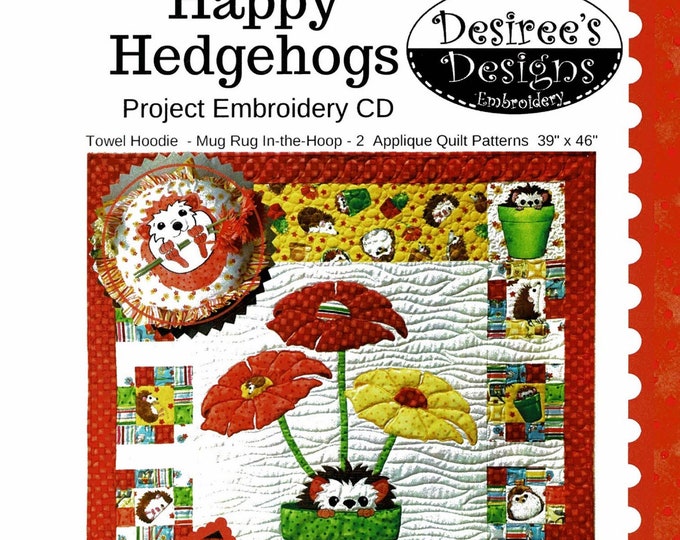 Happy Hedgehogs *Machine Embroidery CD* From: Desiree's Designs GP-102-DDE