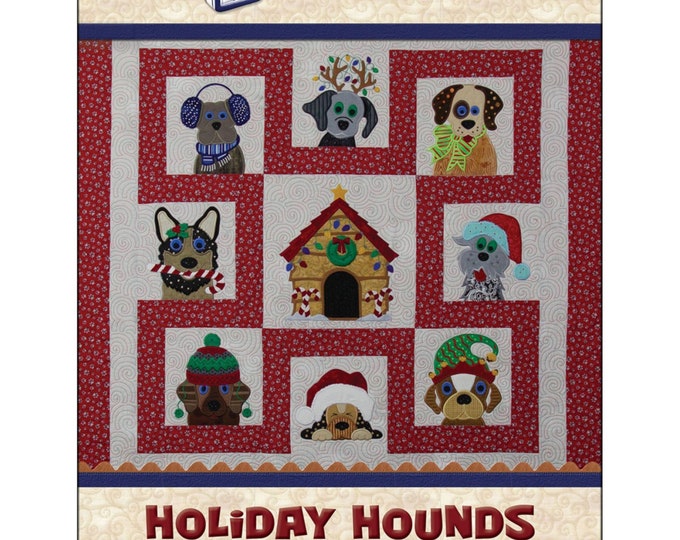 Holiday Hounds *Christmas Dog Quilt/Wall Hanging - Machine Embroidery CD* From: Lunch Box Quilts