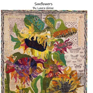 SUNFLOWERS *Collage Wall Hanging Pattern*  by: Laura Heine