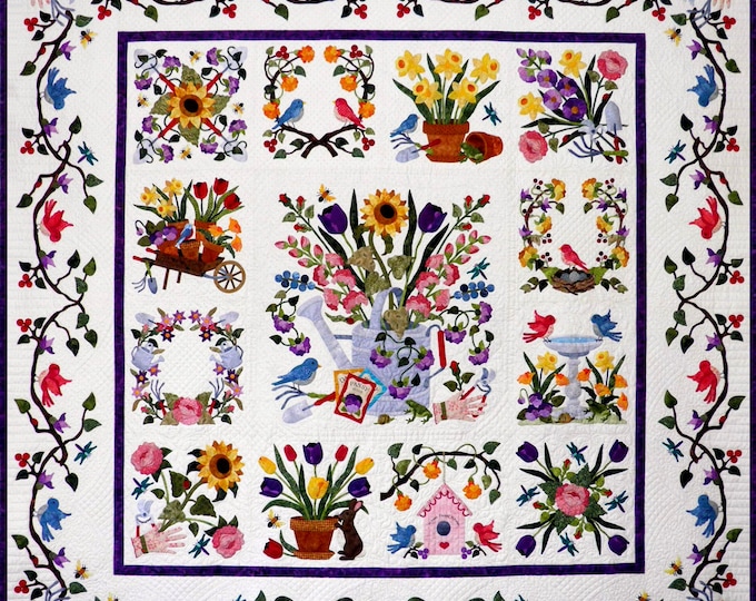 Baltimore Spring *12-Month Block of the Month Applique Quilt Pattern - Complete Set* By: Pearl P Pereira - P3 Designs