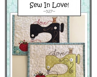 Sew In Love Mug Rug **Pattern**  By: Quilt Doodle Designs #327