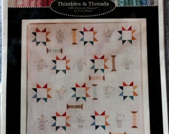 Thimbles & Threads   *Pieced and Hand Embroidery Quilt Pattern*  By Tracy Souza / Plumcute Designs
