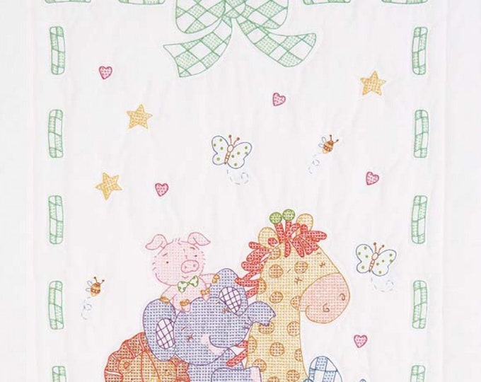 Giraffe & Friends Crib Quilt Top *Stamped Cross Stitch + Embroidery Design* From: Jack Dempsey Inc 4060-456