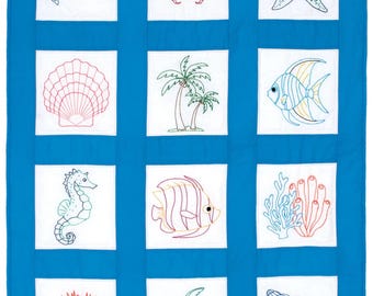 Beach *Pre-Printed Cross Stitch & Embroidery Blocks* By: Jack Dempsey Needle Art  737-809