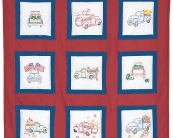 Trucks for all Seasons *9" Theme Quilt Embroidery Blocks* By: Jack Dempsey Needle Art  737-882