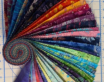 Flying Colors Batiks  *2 1/2" Strips  - 40 - Pieces* From: Clothworks - Laura Burch  STO262