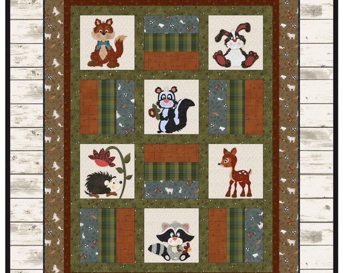 Flannel Woodland Critter quilt Pattern By the Whole Country Etsy