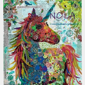 Nola A Unicorn *Collage Quilt Pattern*  By: Laura Heine - Fiberworks
