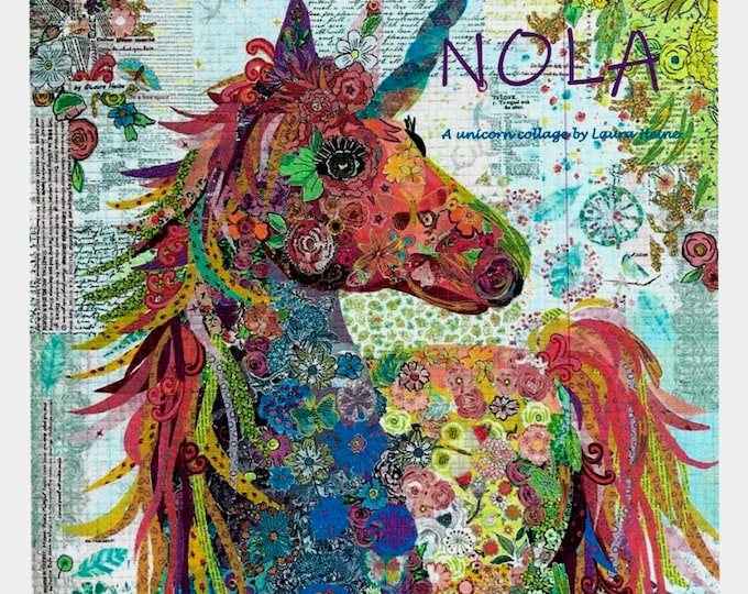 Nola A Unicorn *Collage Quilt Pattern*  By: Laura Heine - Fiberworks