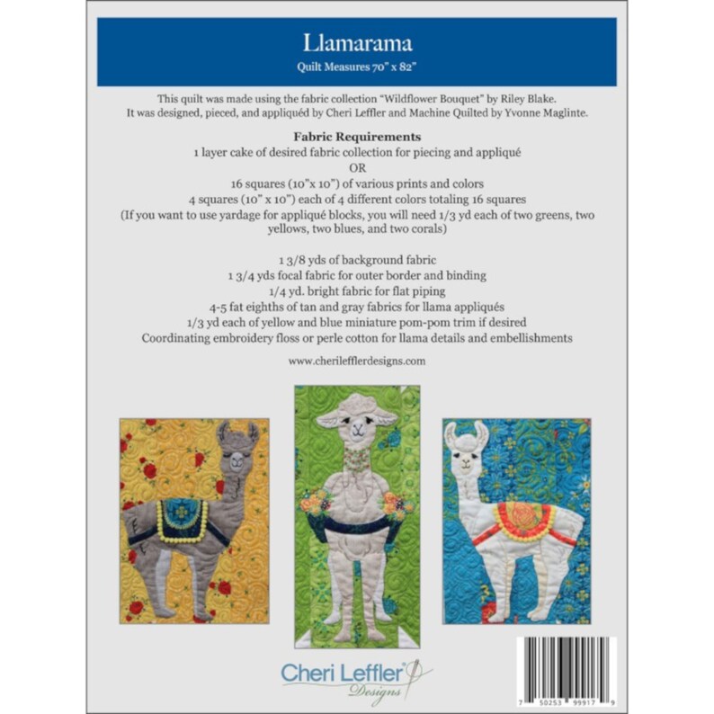 Cheri Leffler Designs LLAMARAMA Quilt Pattern By