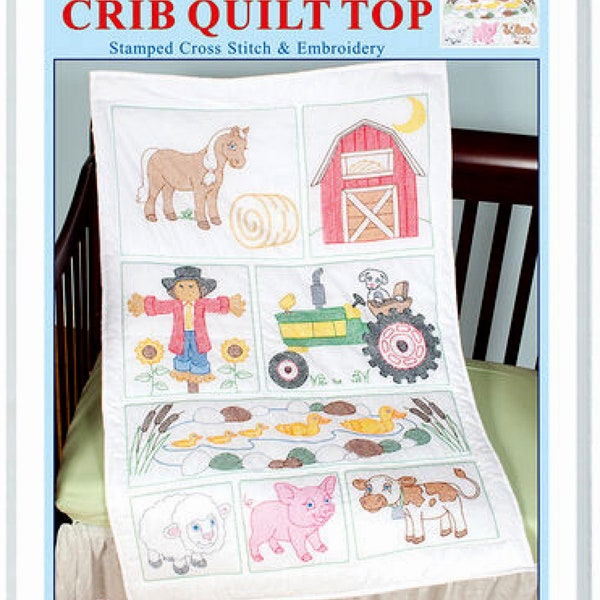 Barn Crib Quilt Top *Stamped Cross Stitch + Embroidery Design* From: Jack Dempsey Inc 4060-887