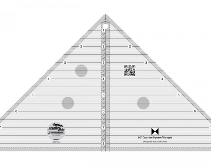90 Degree Quarter-Square Triangle - 8.5 Inches  *Acrylic Template/Ruler*   By: Creative Grids   #CGRT90