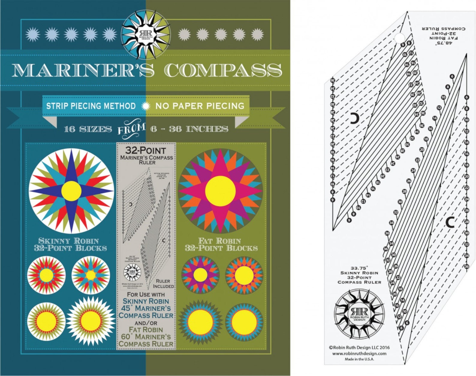 MARINER'S COMPASS 32point Ruler By Robin Ruth Design Etsy