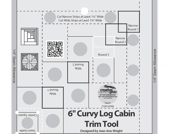 6" Curvy Log Cabin Trim Tool  *Acrylic* By: Jean Ann Wright - Creative Grids   #CGRJAW6