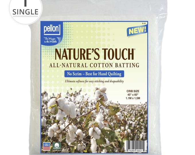 All Natural Cotton Batting - Needle Punched   -  Crib Size 45" X 60"  BY: Pellon  N-4560-P