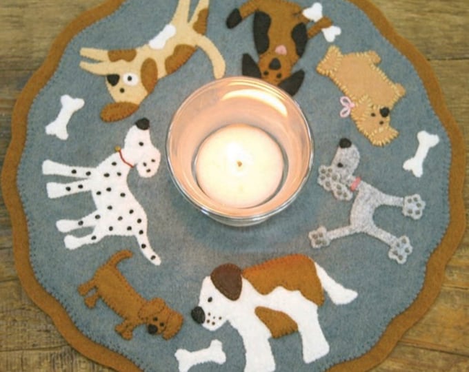 PUPPY LOVE Candle Mat   *Little Stitches Kit* By: Barri Sue Gaudet of Bareroots   BR195K