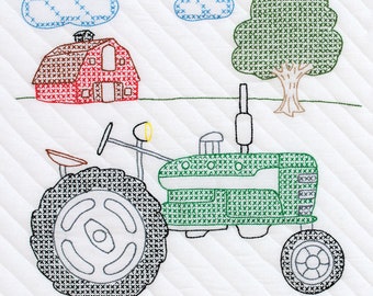 Tractor *Pre-printed Blocks to Cross Stitch & Embroidery* By: Jack Dempsey Needle Art  732-635