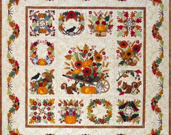 Baltimore Autumn *12-Month Block of the Month Applique Quilt Pattern - Complete Set* By: Pearl P Pereira - P3 Designs