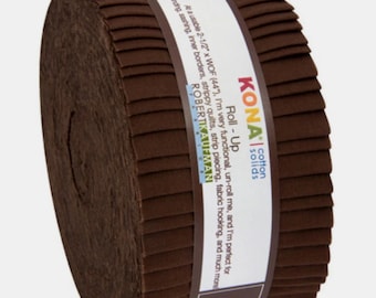 Coffee Colorstory - Kona Cotton Solids  *Brown Jelly Roll - 40 Pieces* From: Robert Kaufman Fabrics RU-197-40