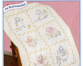 Sunbonnet Sue Crib Quilt Top *Stamped Cross Stitch + Embroidery Design* From: Jack Dempsey Inc 940-6
