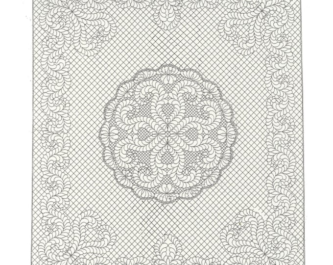 Fantasy Feathers Natural  *Wholecloth Quilt Top with Binding* By: Holice Turnbow for Benartex