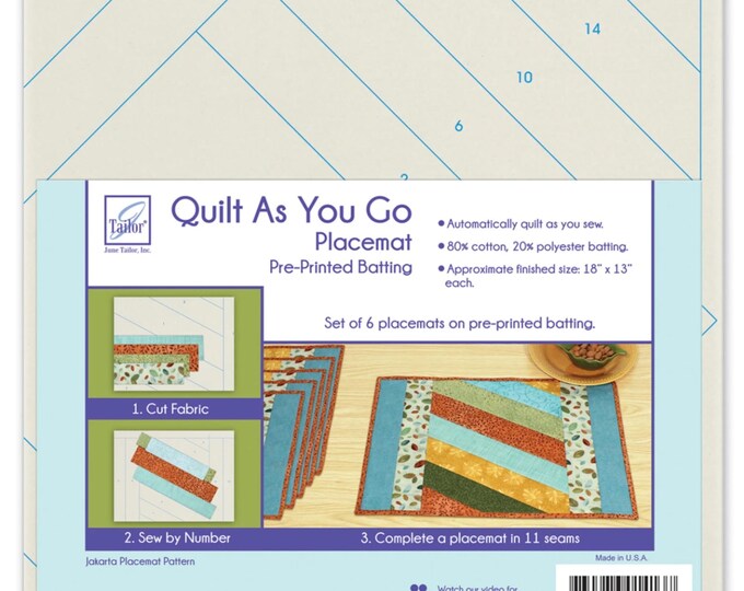 Jakarta Placemats *Sew by number pattern printed on batting - Quilt as You Go Kit*  By: June Tailor Inc JT1413