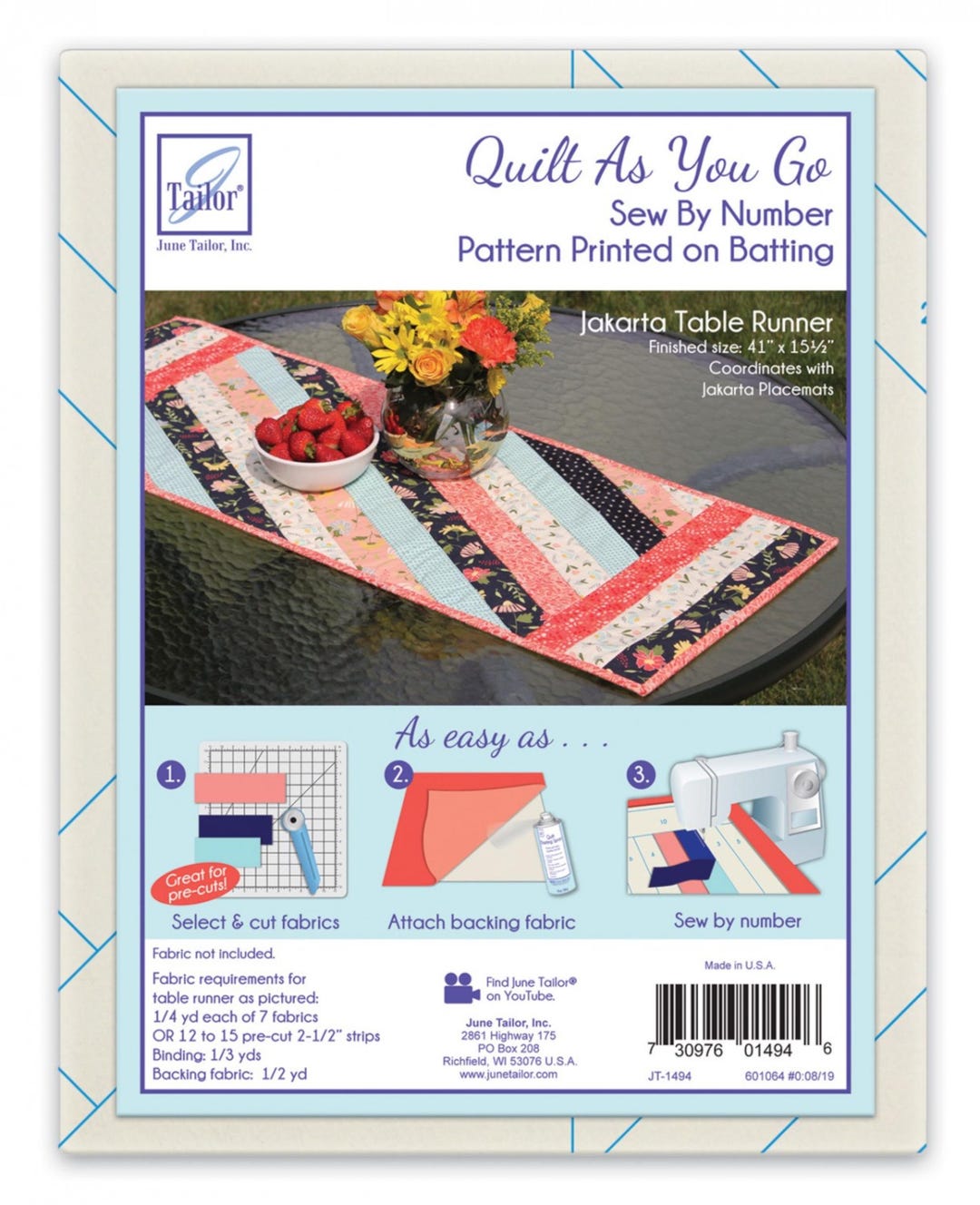 Jakarta Table Runner *sew by Number Pattern Printed on Batting - Quilt ...