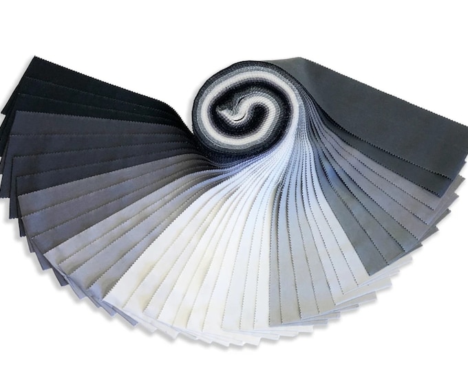 Kona Cotton Solids - Stormy Skies Palette *Jelly Roll - 40 Pieces* From: Kaufman Studios