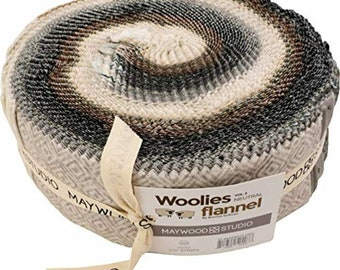 Neutral - Woolies Flannel *Vol 2 Colorway -  *40 - 2 1/2" Jelly Roll* From: Maywood Studio ST-MASWOF-NEU