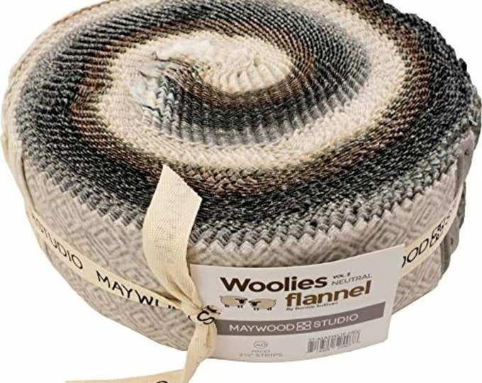 Neutral - Woolies Flannel *Vol 2 Colorway -  *40 - 2 1/2" Jelly Roll* From: Maywood Studio ST-MASWOF-NEU