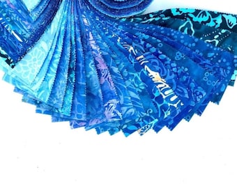 Java Batik - BLUE 2*Jelly Roll - 40 Pieces* From: Maywood Studio ST-MASJAB-BLU2