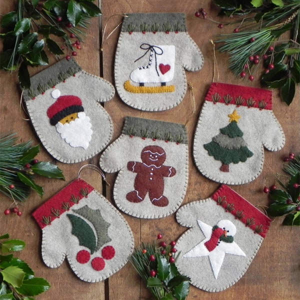 WARM HANDS (Mittens) Ornaments Six (6) *Kit*  By: Rachel T. Pellman, Rachel's of Greenfield K0811