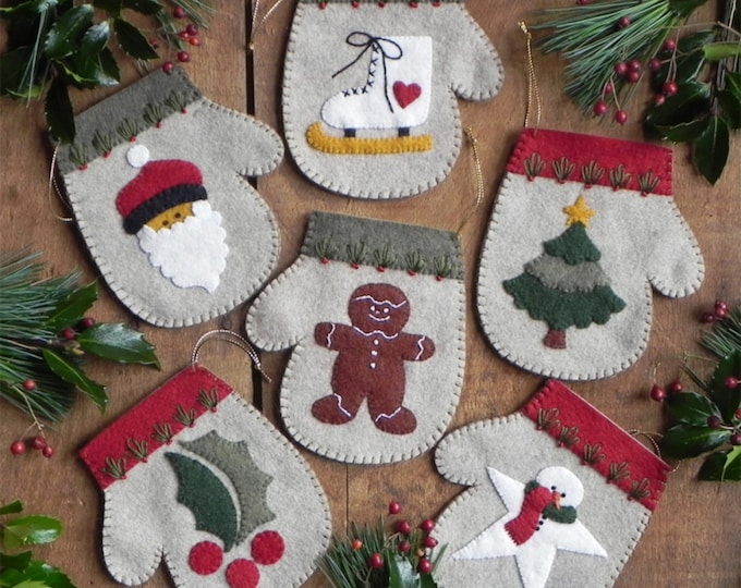 WARM HANDS (Mittens) Ornaments Six (6) *Kit*  By: Rachel T. Pellman, Rachel's of Greenfield K0811